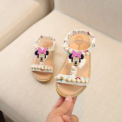 children's sandals girls open toe pearl princess shoes baby slippers