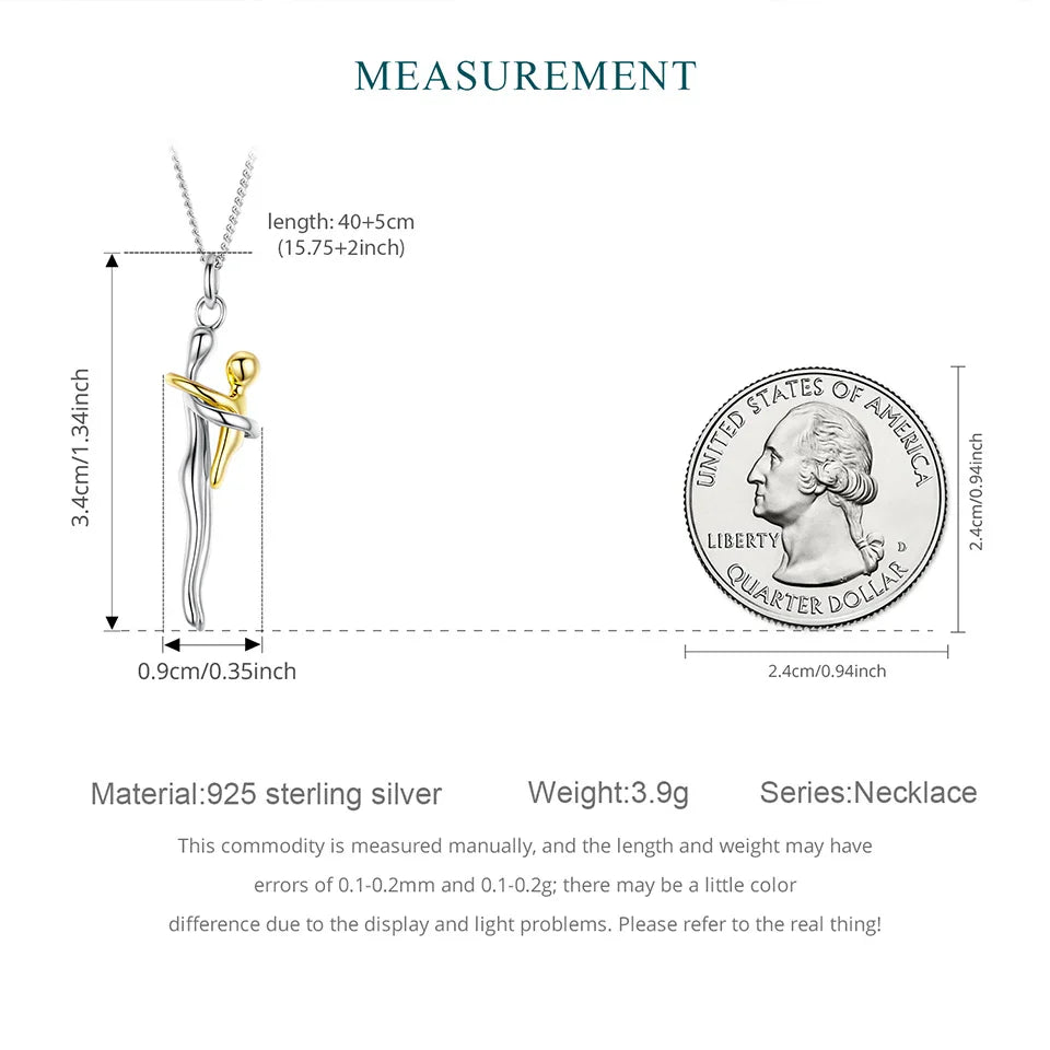 WOSTU Real 925 Sterling Silver Hug Embrace Pendant Necklace Silver Gold Two-tone Mom & Child Pendant Family Gift  Mom Jewelry