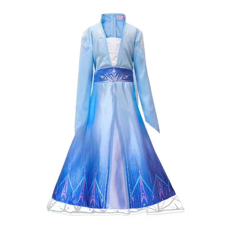 Girls Dress Children Mesh Print Princess Dress Kids Anna Cosplay
