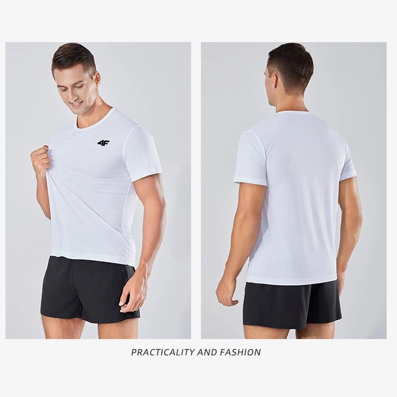 Men's Summer Exercise Trainning T-shirt High Quality Breathable Quick Dry Short Sleeved Top Marathon Gym Fitness Basketball Tees