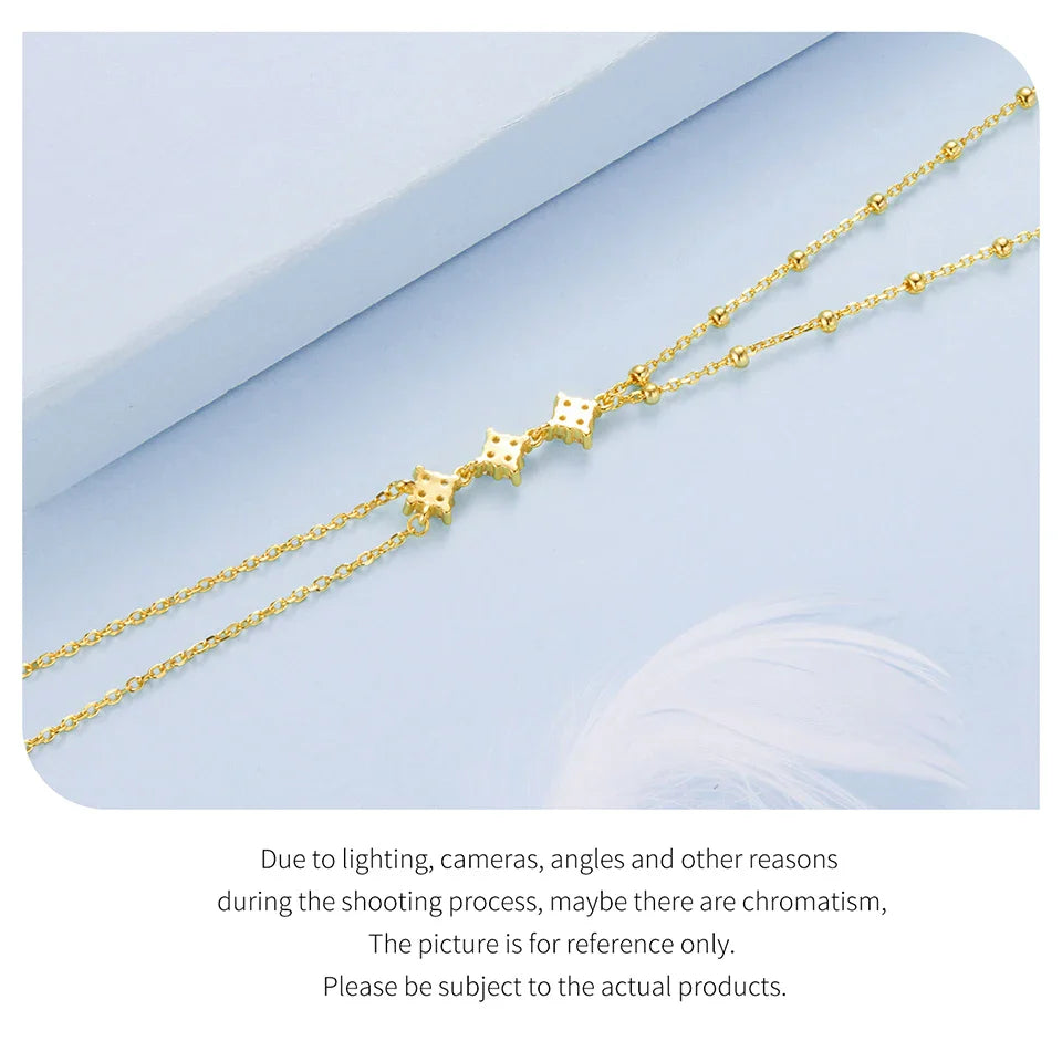 BISAER 925 Sterling Silver Finger Ring Bracelet Hand Chain Trendy Thin Dainty Stackable Chain Plated Gold for Women Fine Jewelry