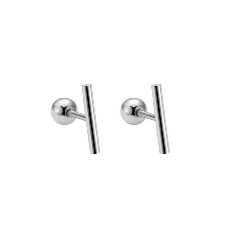 WANTME 925 Sterling Silver Fashion Simple Golden Flower Beads Small Stud Earrings for Women Teen Piercing Jewelry Accessories