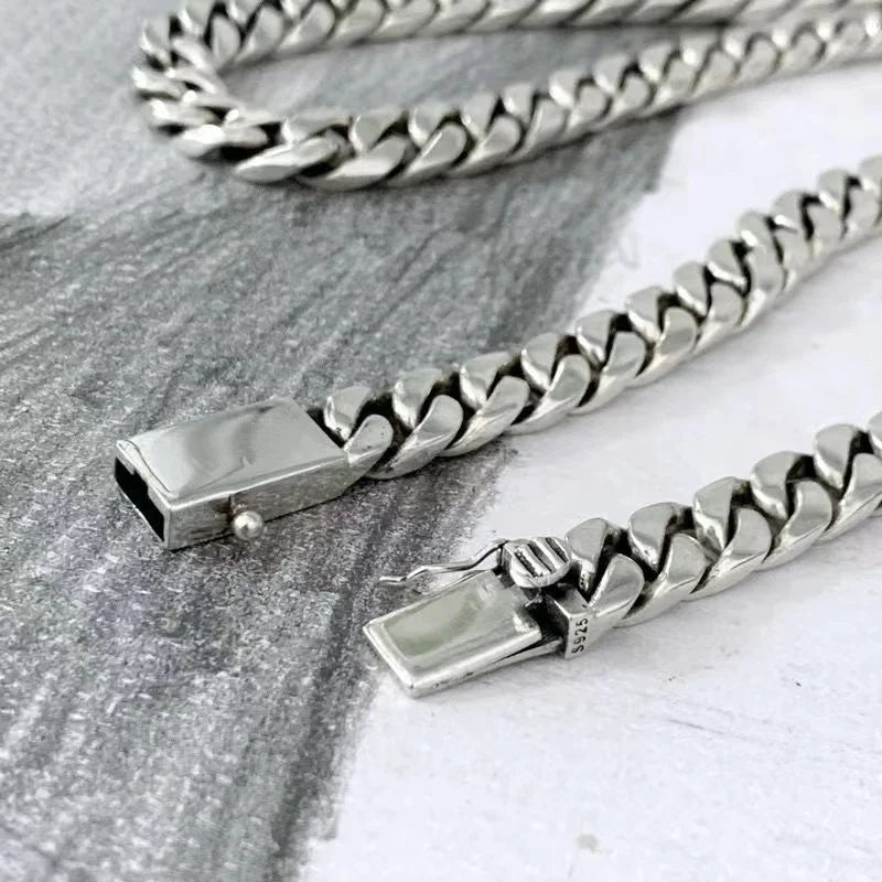 100% S925 Sterling Silver Necklace Bracelet Punk S925 Silver Jewelry Never Fade Carry certificate Men Women Jewelry Gifts