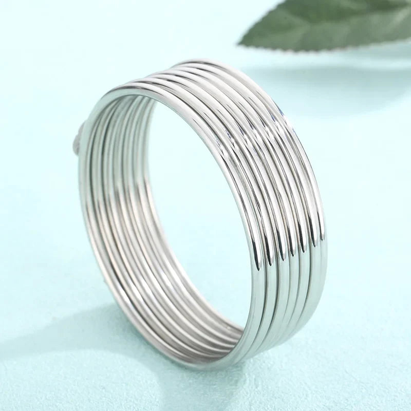 Simple Stainless Steel Bracelet For Women Men Gold Silver Color Geometry Wire Round Bangle Female Trendy Jewelry Wristband Gifts