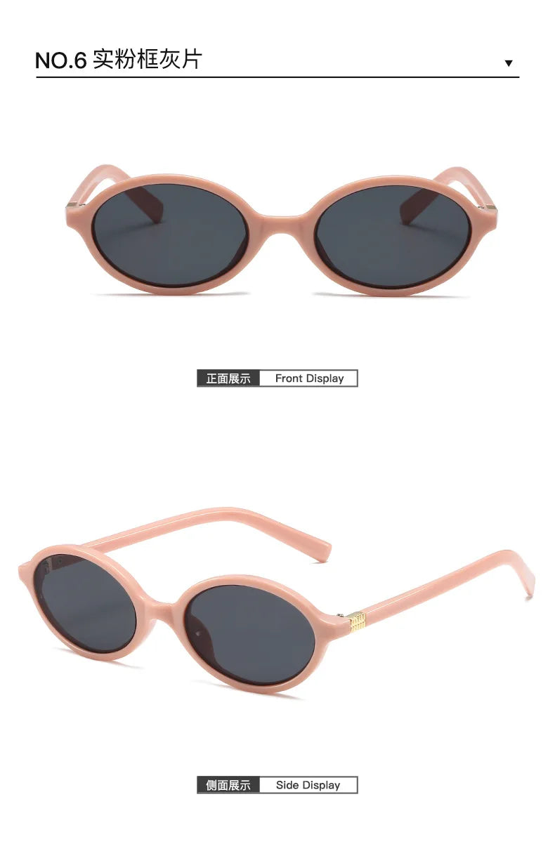 Fashion Oval Simple Literary Sunglasses Women Retro Small Frame Commuting Sunglasses Luxury Brand Design Travel Sunglasses UV400