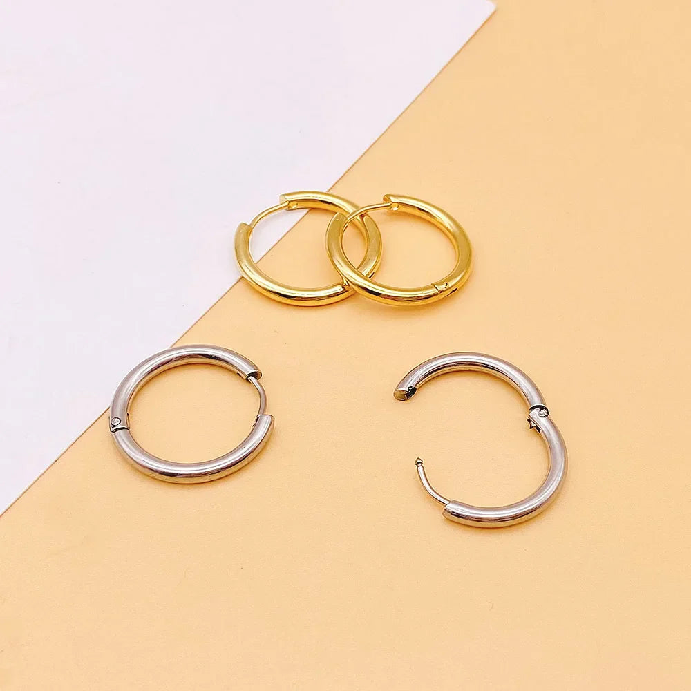 2022 New Simple Stainless Steel Small Hoop Earrings for Women Men Cartilage Ear Piercing Jewelry Pendientes Hombre Mujer