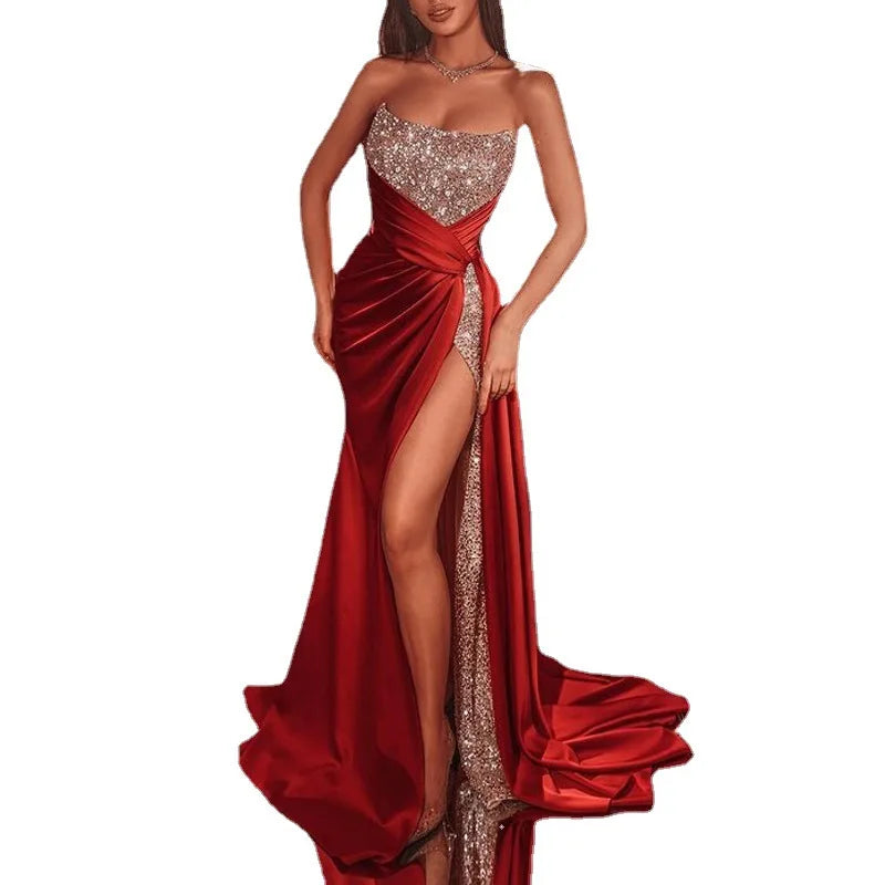 Evening wear Dresses: Floor Length Dresses For Women Wedding Party Clothes