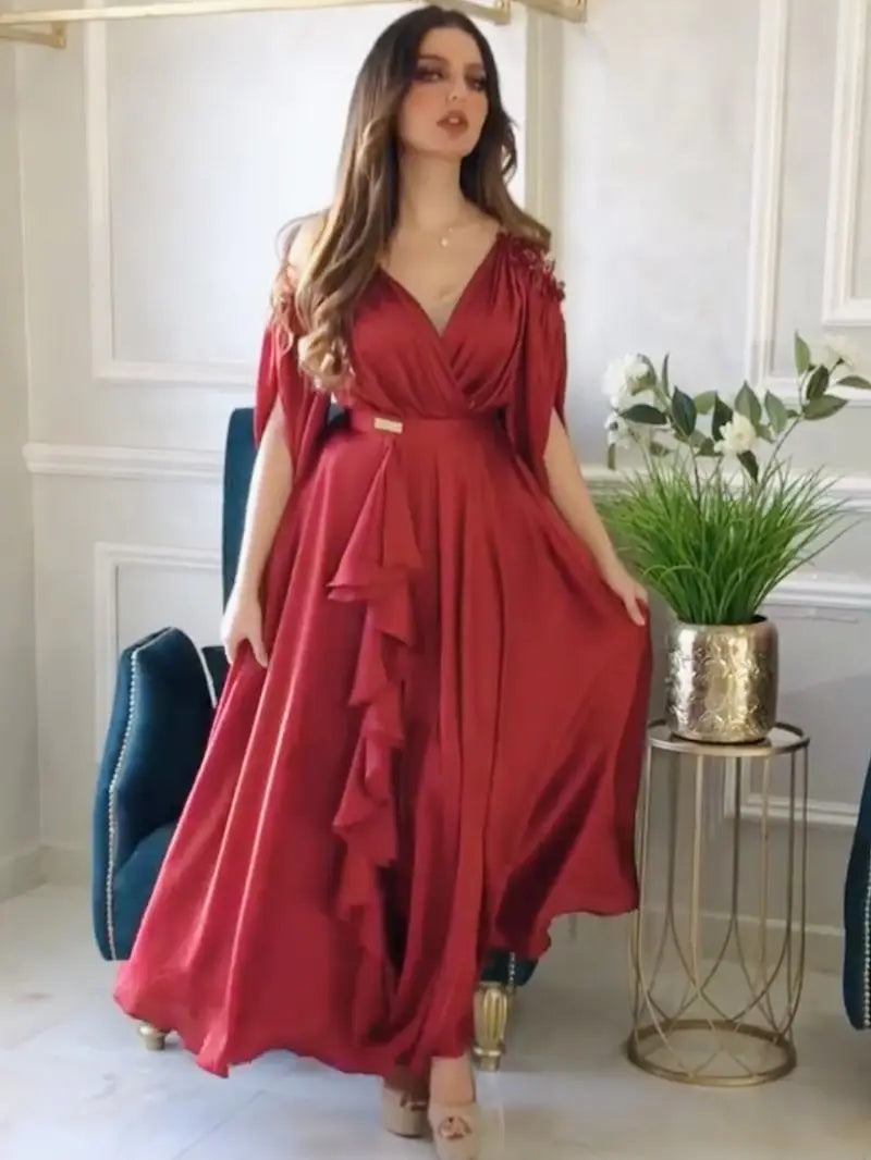 Evening Dresses V-Neck A-LINE Long Sleeved Floor-Length Chiffon