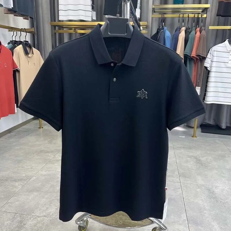 100% pure cotton high-end fashionable short sleeve summer new high-quality men's business casual polo shirt luxury brand T-shirt