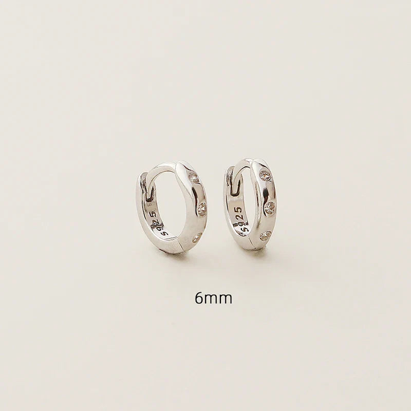 WANTME 925 Sterling Silver Fashion Simple Piercing Ear Closure Statement Stacked Ear Hoop Earrings for Women Huggies Jewelry