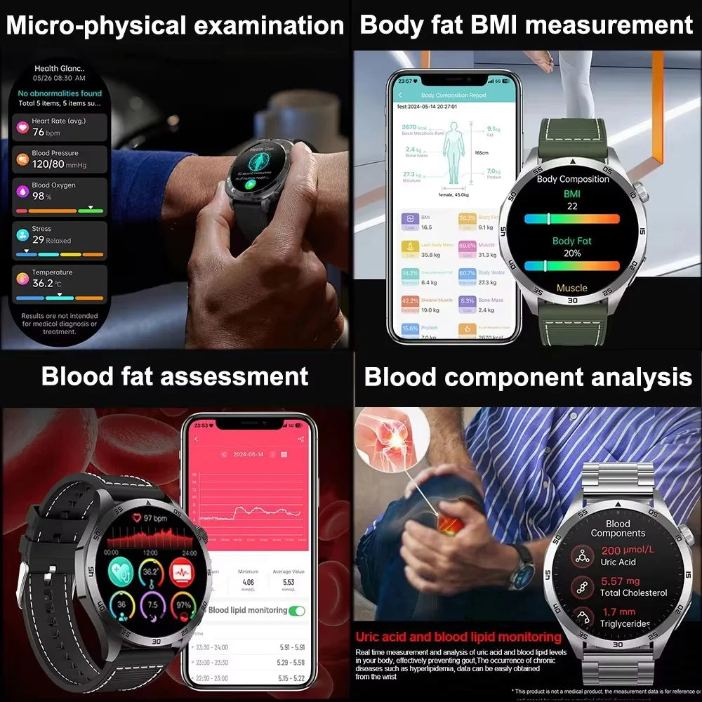 GUHUAVMI NEW Fashion Health Expert Laser iagnosis Smart Watch Men ECG+PPG Three highs  Blood Pressure Heart Rate HD Call Watches