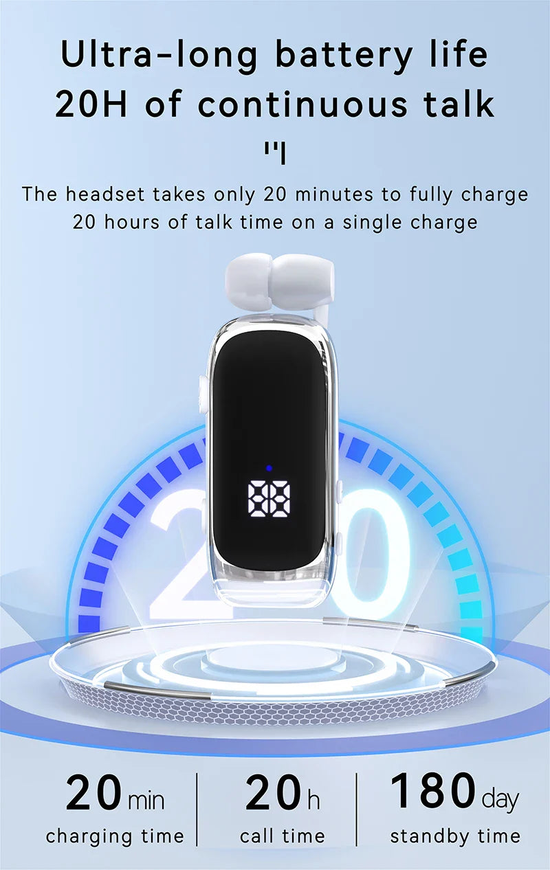 K88 Lavalier Business Bluetooth 5.4 Headphone Talk/Music Time 20 Hours, LED Digital Display,Noice Cancelling Wireless Earphones