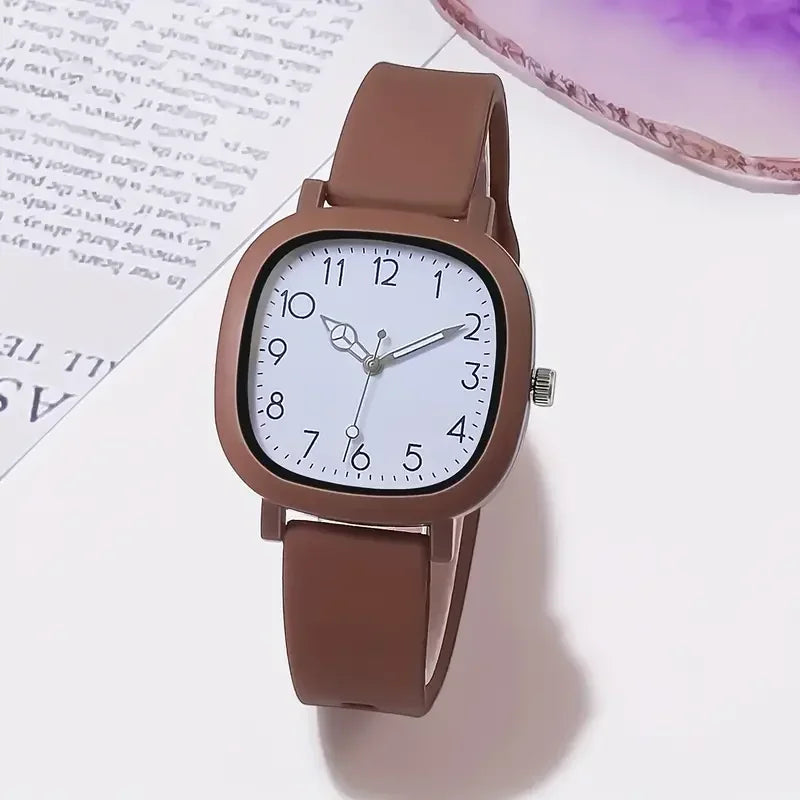 1/10PCS Fashion Square Women Watches Casual Silicone Band Quartz Wristwatch for Girls Clock Reloj Mujer（Without Box）