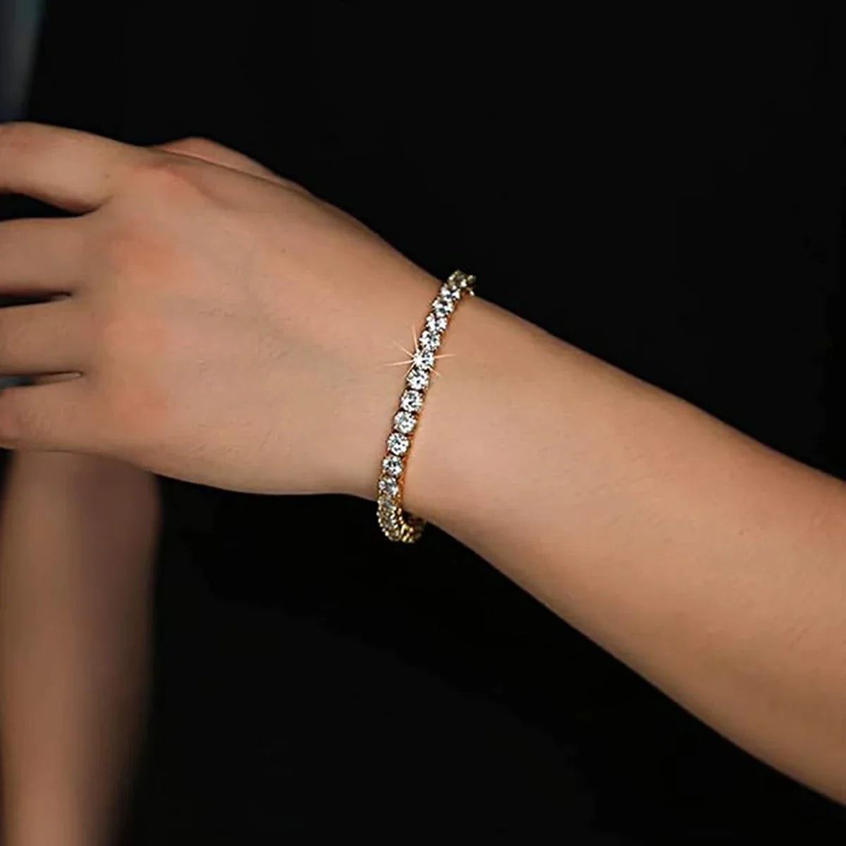 Cubic Zirconia Tennis Bracelet Gold Color Iced Out CZ Chain Bracelets For Women Men Hip Hop Bling Homme Fashion Jewelry Gift