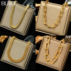 316L Stainless Steel Gold Color Thick Necklace For Women Fashion Choker