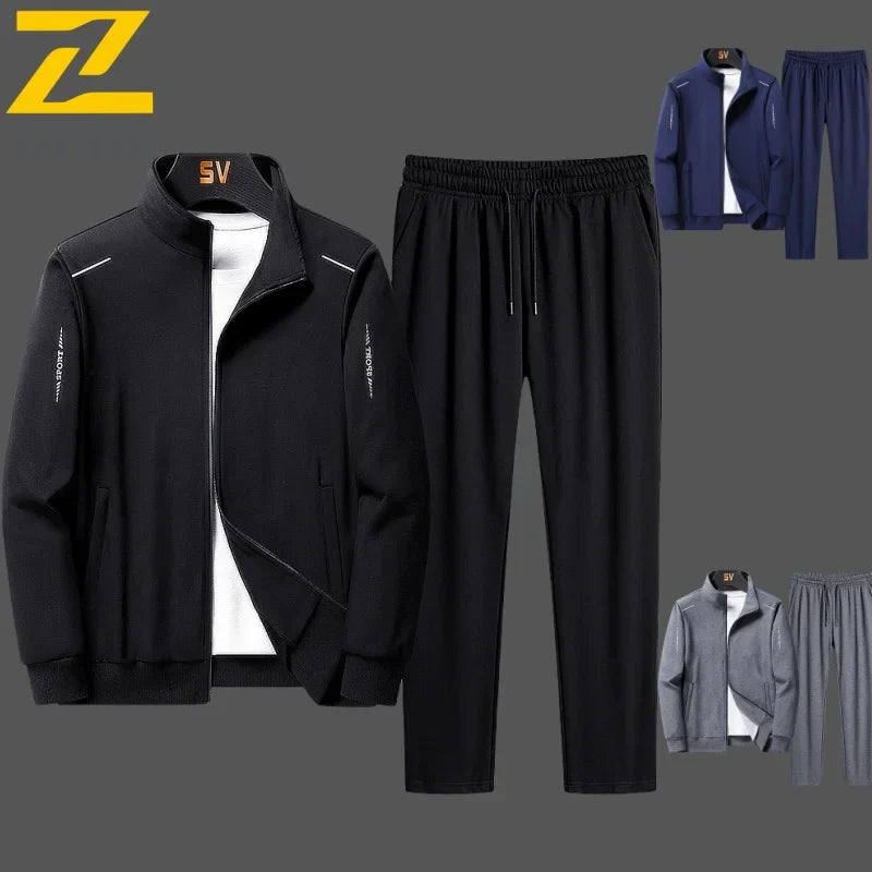 2025 Spring Autumn Sweatshirt SweatPants Trousers For Men Set Two Piece Black Tracksuit Hip Hop Streetwear Running Sport Clothes