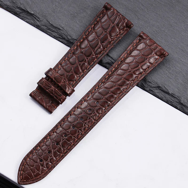 High quality Two-sided Crocodile Skin leather watch strap Butterfly clasp 19mm 20mm 21mm 22mm men metal Watchband soft bracelet