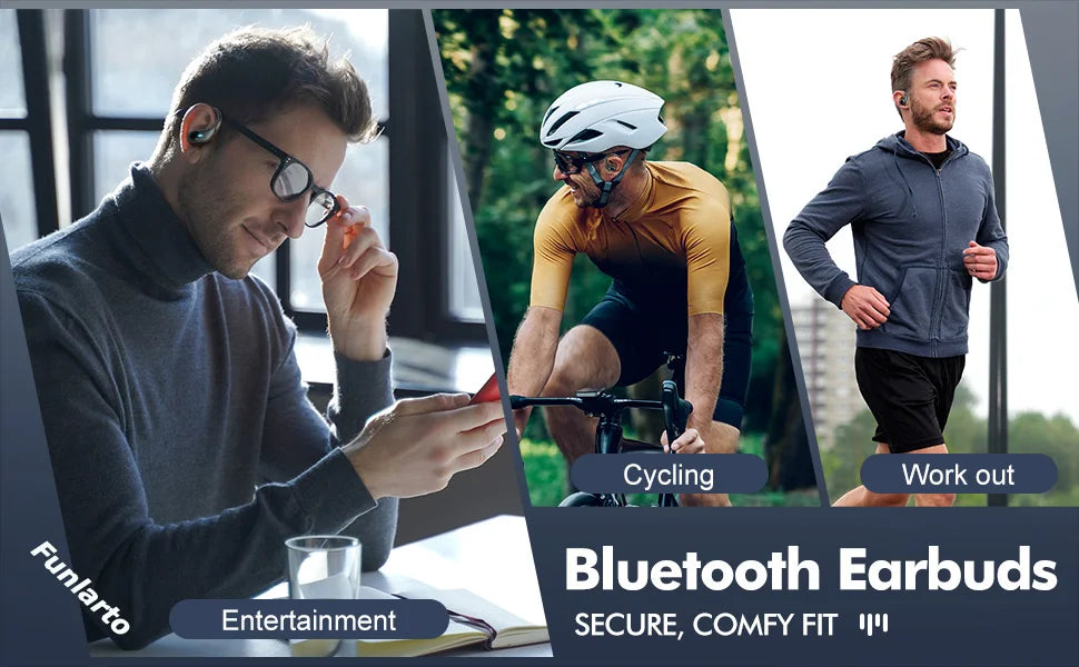Sports Bluetooth Earphones IPX7 Waterproof Wireless Headphones 60hrs Music with Mic LED Power Display Soft Earhook TWS Earbuds