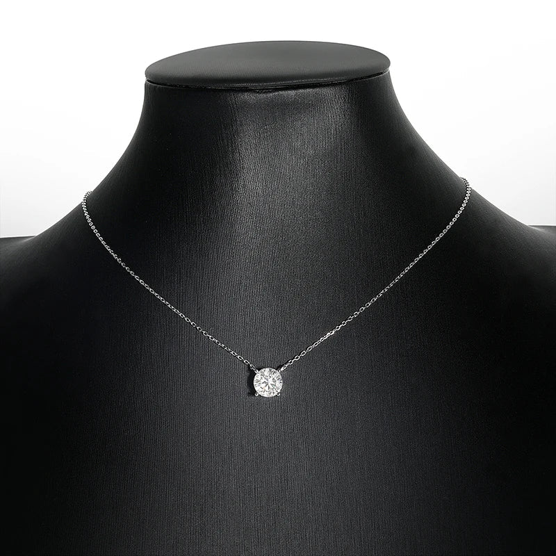 Smyoue White Gold Plated 1-10CT Moissanite Necklace for Women Classic Four Claws Pendant Wedding Jewelry 925 Sterling Silver