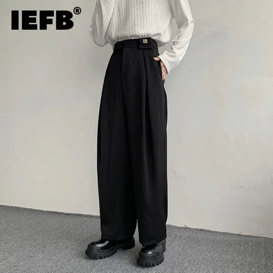 Men's Straight Suit Trousers Male Loose Solid Color Wide Leg Pants Spring