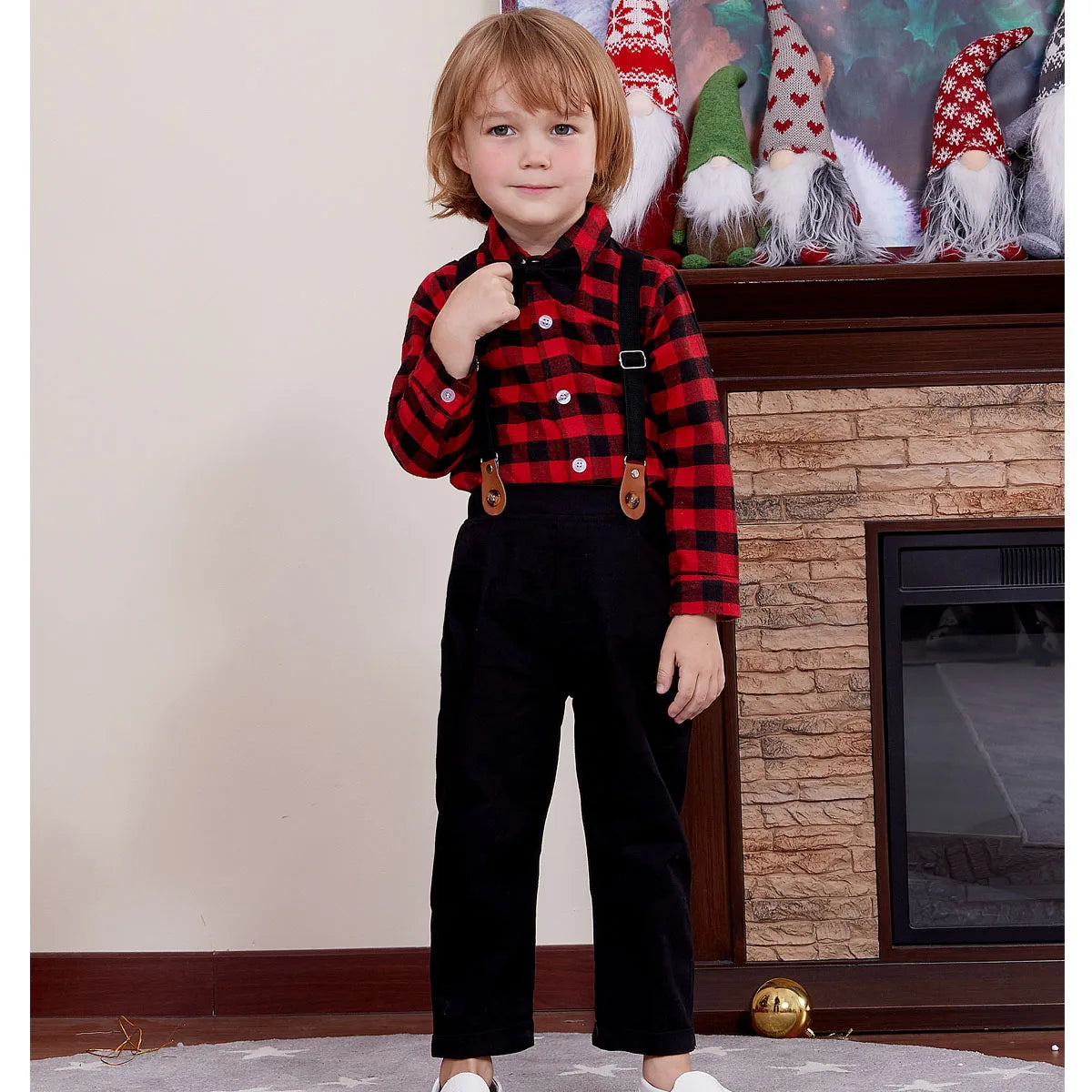 Suspenders Outfits Baby Boys Formal Clothing Sets Wedding Ring Bearer Clothes Kids Plaid Solid Suit Toddler Birthday Pants Set