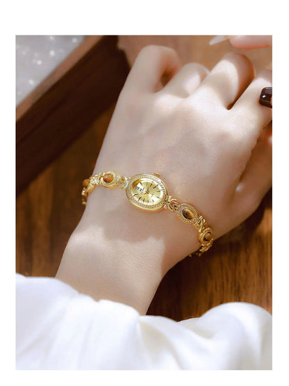 Oval Gold Women Watches Luxury Brand Dress Casual Quartz Small Dial Ladies Wrist Watches Rhinestone Gold Watches for Women 2025