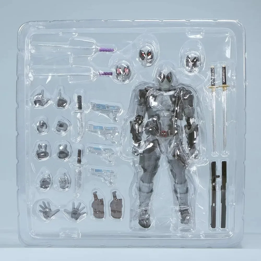 AMAZING YAMAGUCHI Deadpool & Wolverine 2.0 Grey Action Figure Mutants Joint Movable KAIYODO Wade Model Movie Toys for Kids Gift