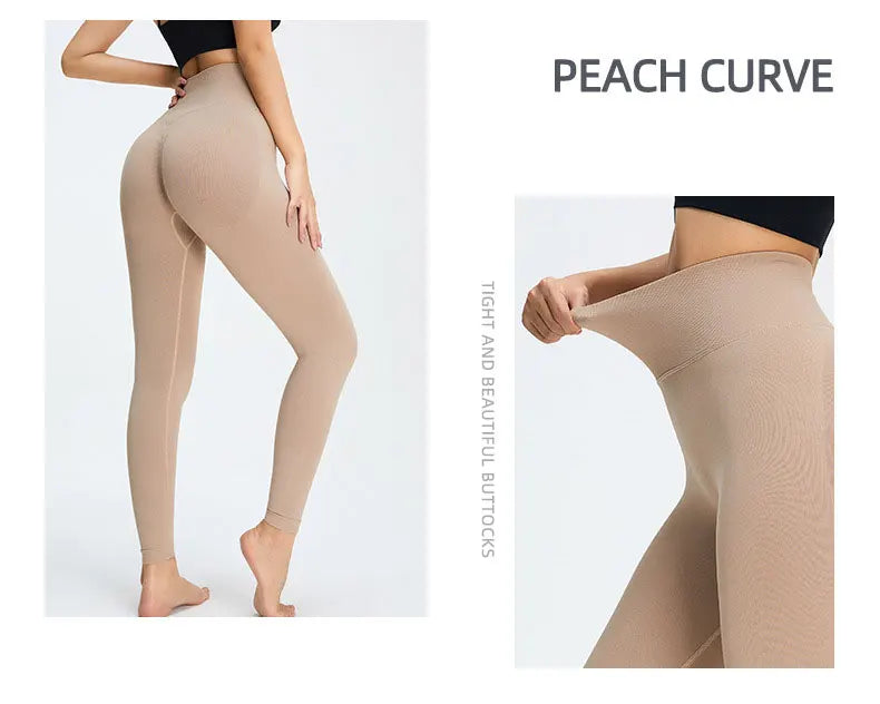 Seamless High Waist Nude Yoga Pants Women's Honey Peach Hip Lifting Tight Fitness