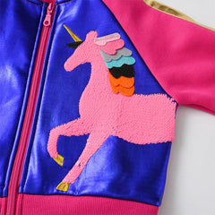 2024 Autumn Winter Girls Jackets Unicorn Children Coat