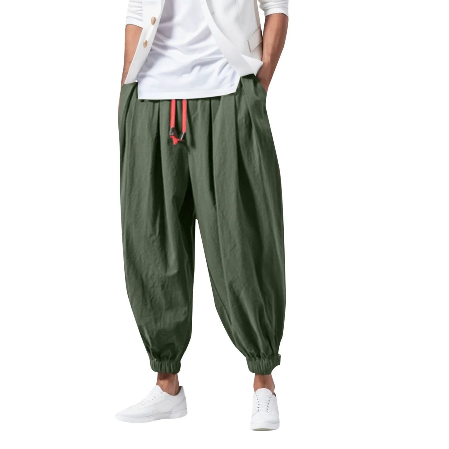 Solid Color Harem Pants Fashion baggy Bottoms Casual Joggers Men'S Elasticated