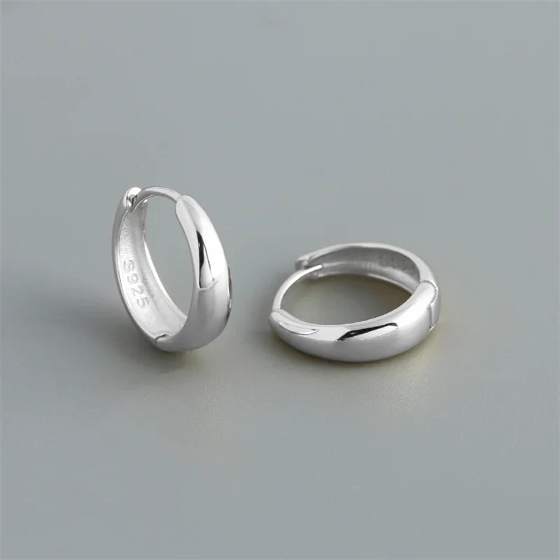 WANTME 925 Sterling Silver Simple Statement Matte Large Huggies Hoop Earrings for Men Women Fine Gothic Punk Charms S925 Jewelry