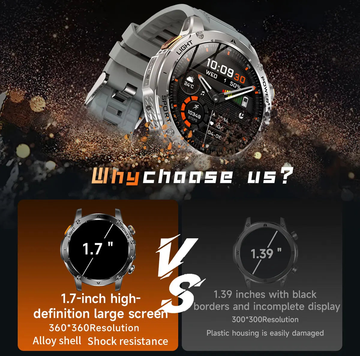 2026 New Military Smart Watch 1000Mah Battery Fitness Tracking 10ATM Waterproof Tactics Sport Flashlight call Bracelet For Men