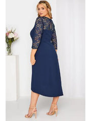 Plus Size Dresses for Women Navy Blue Lace Sweet Midi Dress Formal Dress