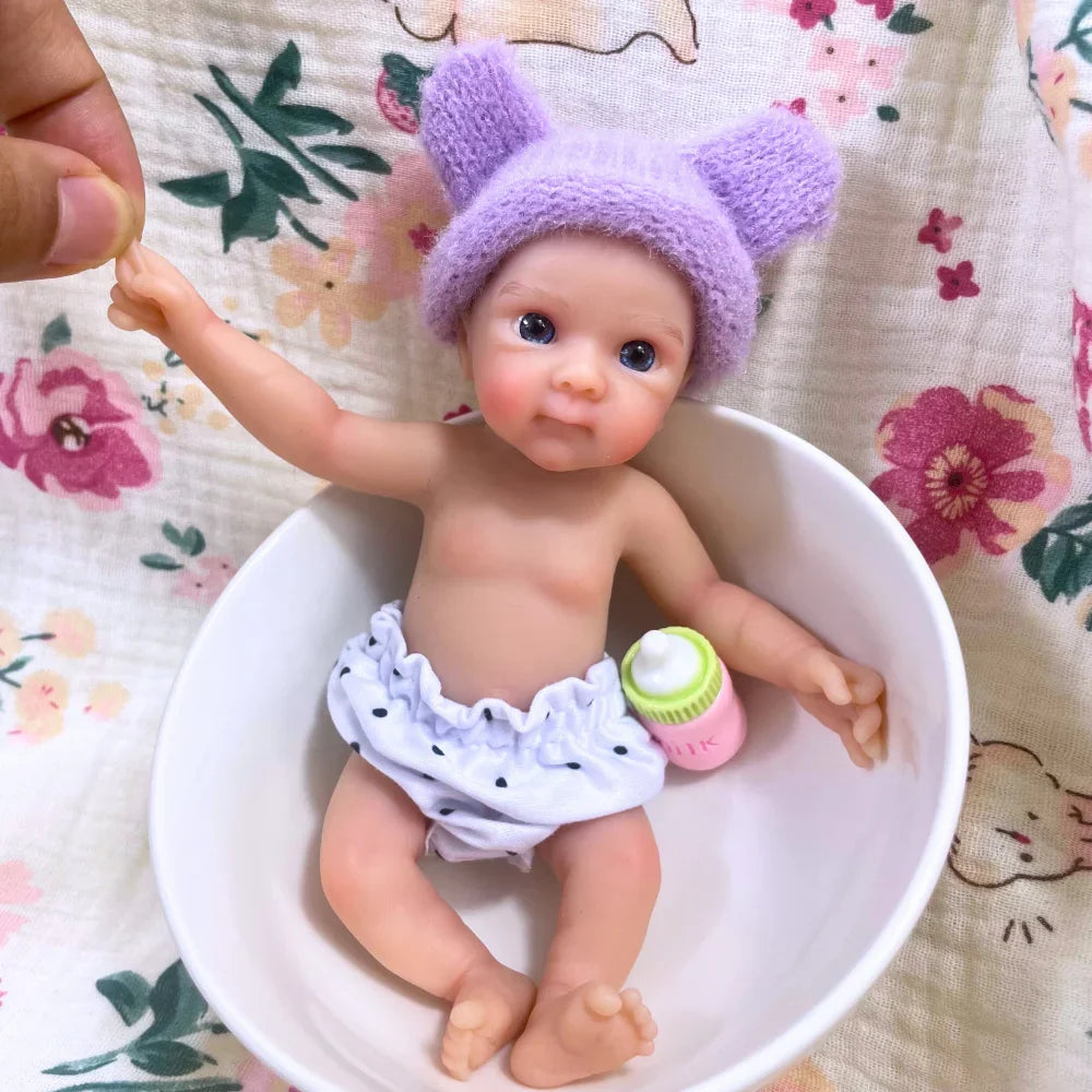 15CM Mini Bettie Full Solid Silicone Reborn Baby Doll Washable Body Girl Adorable 6 Inch Silicone Doll Birthday Christmas Gift