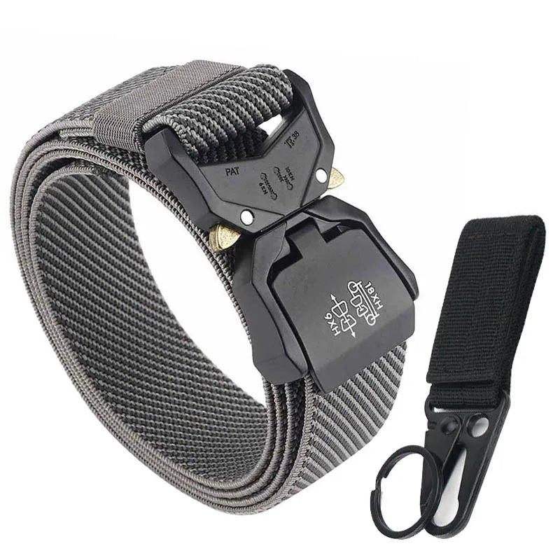 VATLTY 140cm Elastic Belt For Men Aluminum Alloy Quick Release Buckle Strong Nylon Tactical Belt Male Military Accessories