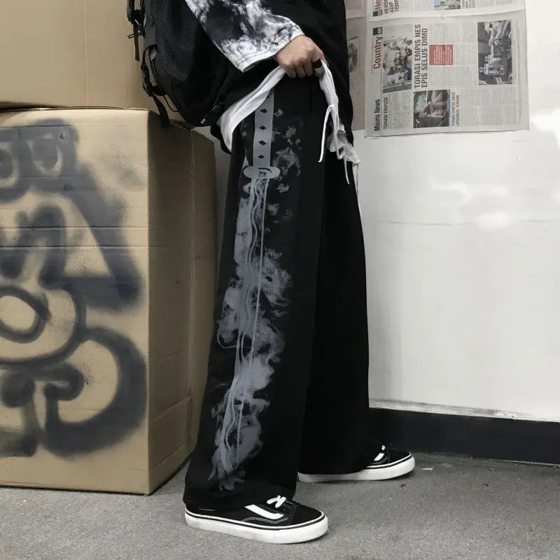 Y2k Oversize Graphic Wide Sweatpants Men Streetwear Print Casual Track Pants