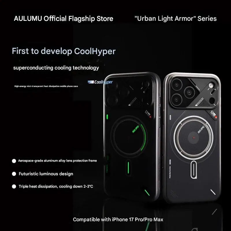 AULUMU Frosted Mobile Phone Case for IPhone 17 Pro Max Luminous Translucent Full-Inclusive Anti-fall Magnetic Phone Case Gift