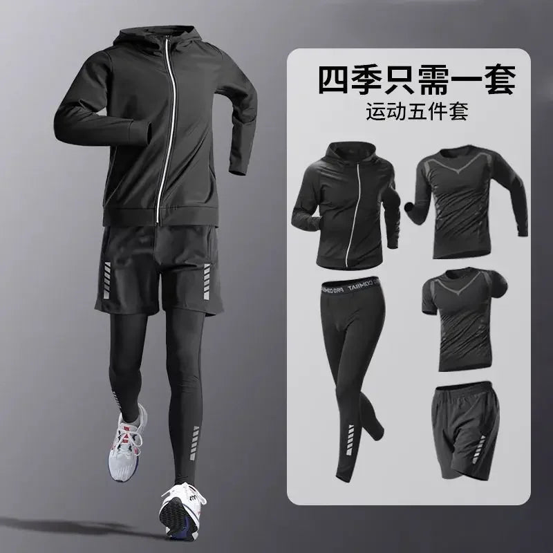 Ensemble de sport de compression pour homme, survêtement de course, fitness, jogging, vêtements d'entraînement, leggings à coupe