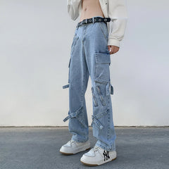 Men Jeans Wide Leg Denim Cargo jean pants Gothic Straight Baggy hip hop Streetwear