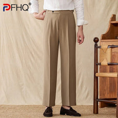 British Wide Leg High Waisted Long Men's Pants Loose Casual Trouser