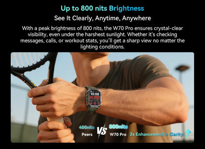 Blackview W70 Pro Sports Fitness Smart Watch 2.01 Screen Bluetooth Talking Watch LED Flashlight Outdoor Smart Watch With Compass