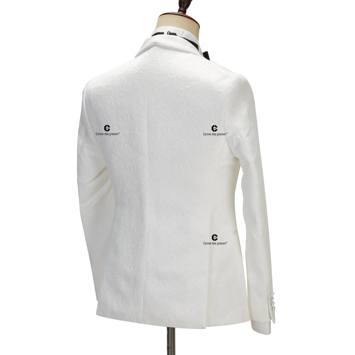 Tuxedo for Mens: Men's Suit for Wedding Ivory Paisley Jacket Tuxedo Black Pants