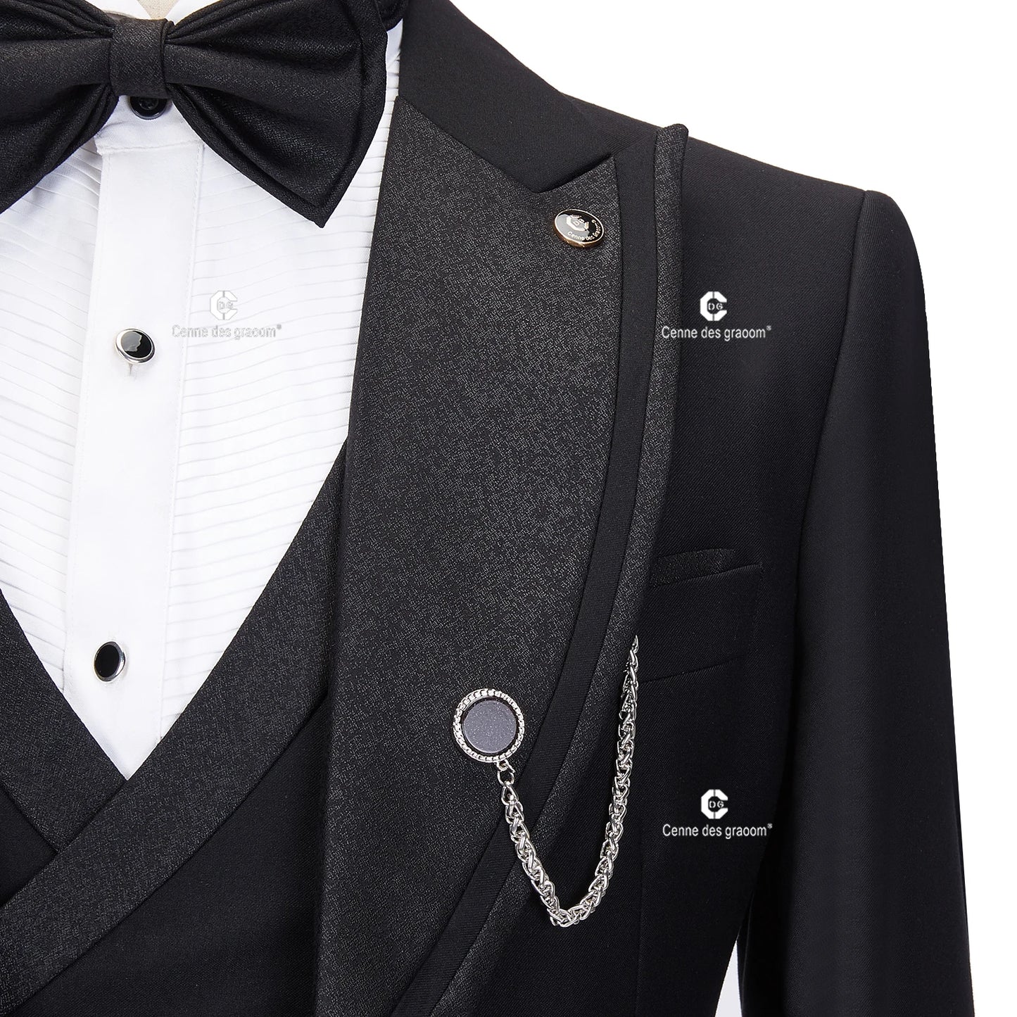 Tuxedo for Mens: Elegant Suits for Men Black Tuxedo Jacket Vest Pants with Bowtie 4pcs