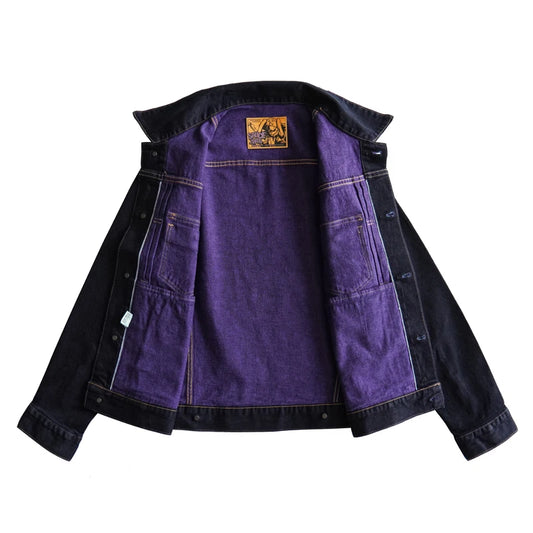 Men Jacket Selvedge Denim Jacket Men Vintage Purple and Blue Double Sided Dye