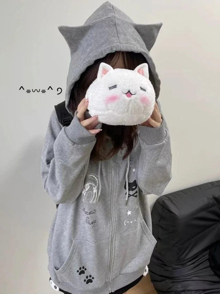 Kawaii Sweet Gothic Hoodies Women Japanese Style Y2k Harajuku Cute
