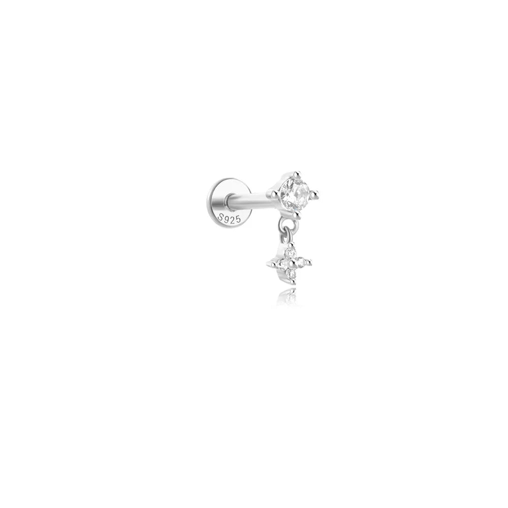 ROXI 925 Sterling Silver Star/Flower/Pearl Zircon Dangle Earrings For Women 1pc Simple Earrings For Women Girl Wedding Gift