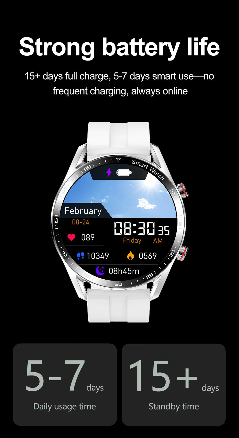 ChiBear New 1.53inch Bluetooth Call Smart Watch Men Multi-Sport Mode Heart Rate Health Monitoring Waterproof Business Smartwatch