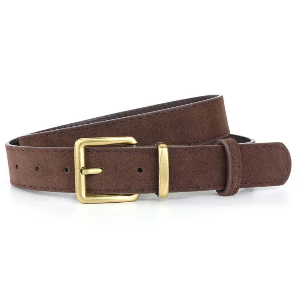 Women Suede Leather Belt Casual Versatile Business Waist Strap Belt Trendy Luxury Design Pin Buckle Waistbands
