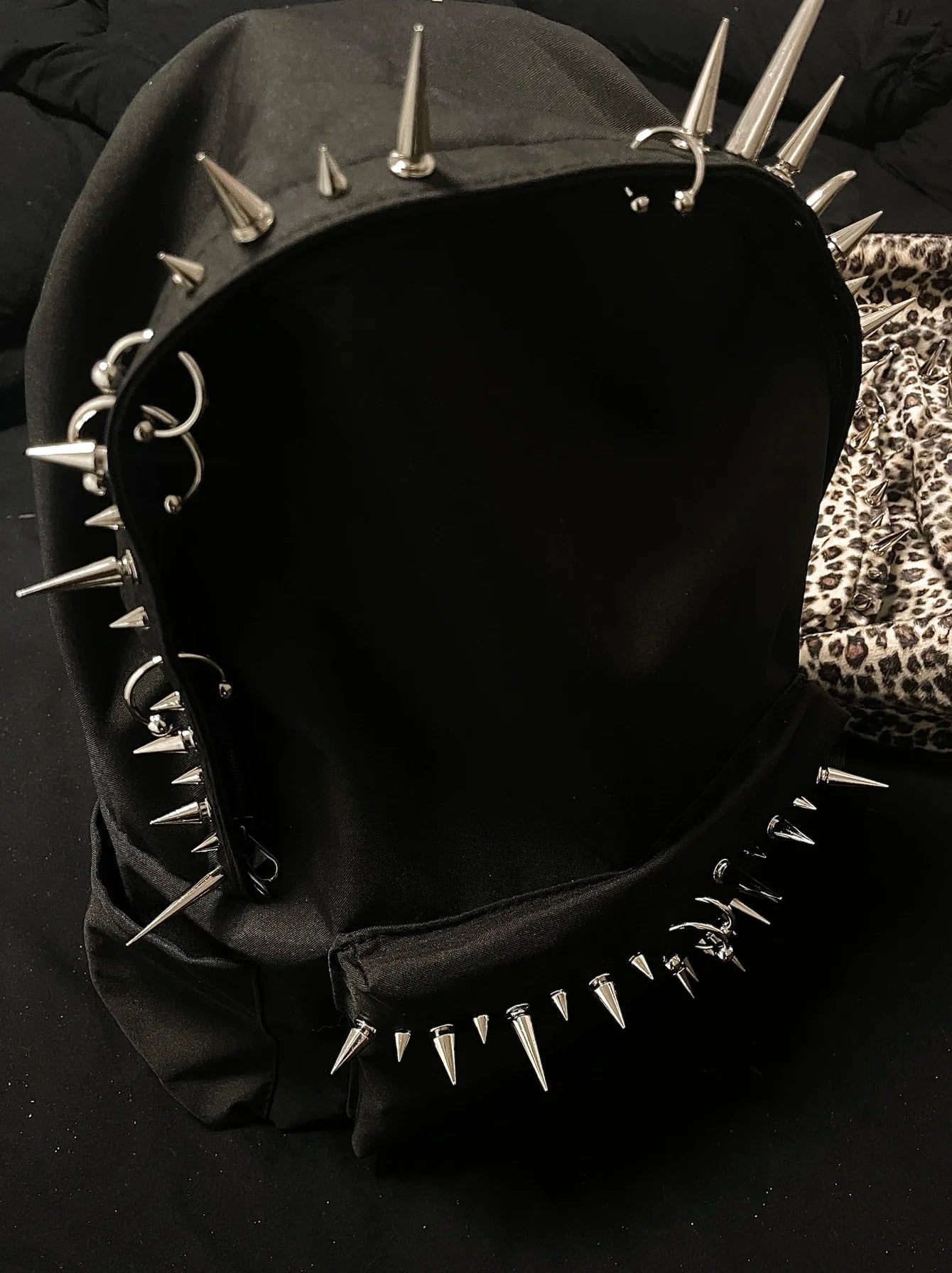 punk rivet leopard print backpack men's bag large capacity fashion Backpacks for women