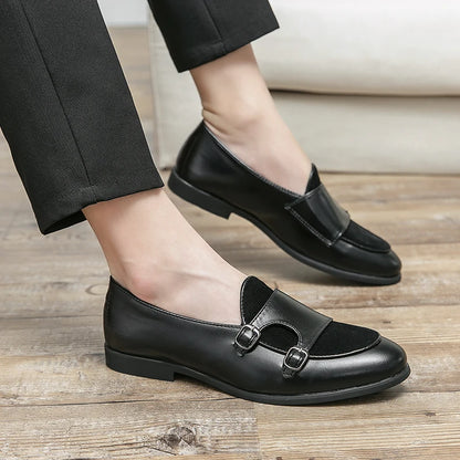 2023 Exquisite Elegant Mens Formal Shoes Large Size 48 Loafers Men's Double Buckle Monk Shoes Comfortable Simple Leather Shoes